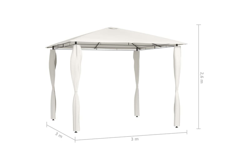 Paviljong med stolpar 3x3x2,6 m gräddvit 160 g/m² - Vit - Utemöbler & utemiljö - Solskydd - Paviljong - Komplett paviljong