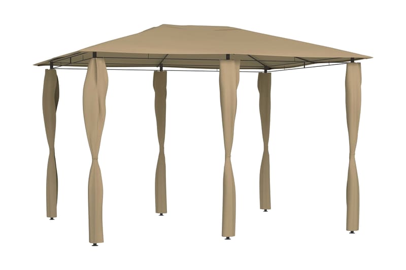 Paviljong med stolpar 3x4x2,6 m taupe 160 g/m² - Brun - Komplett paviljong