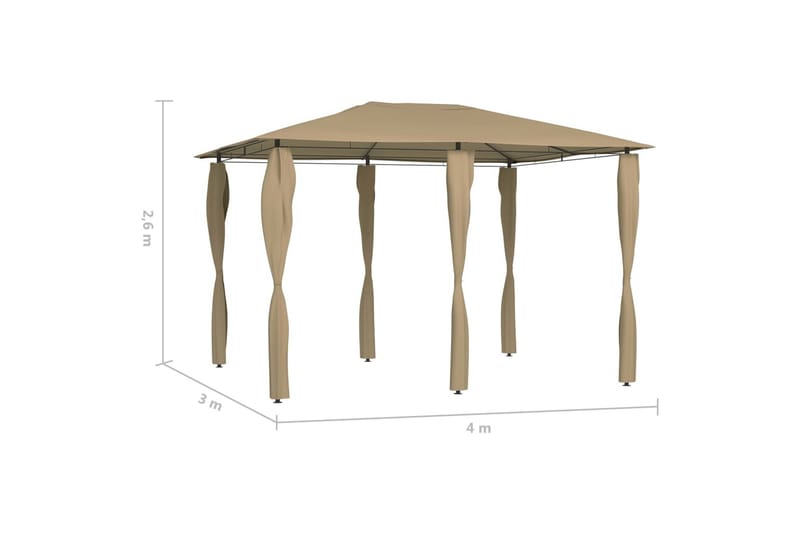 Paviljong med stolpar 3x4x2,6 m taupe 160 g/m² - Brun - Komplett paviljong