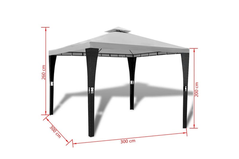 Paviljong med tak 3x3 m gräddvit - Vit - Utemöbler & utemiljö - Solskydd - Paviljong - Komplett paviljong