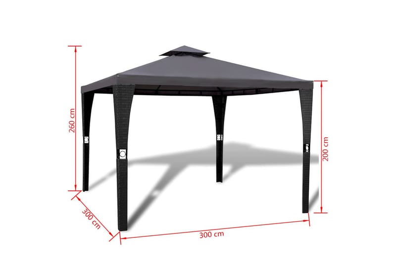 Paviljong med tak 3x3 m mörkgrå - Grå - Utemöbler & utemiljö - Solskydd - Paviljong - Komplett paviljong