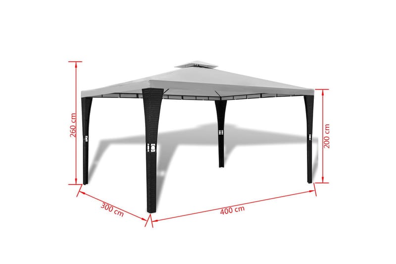 Paviljong med tak 3x4 m gräddvit - Vit - Utemöbler & utemiljö - Solskydd - Paviljong - Komplett paviljong