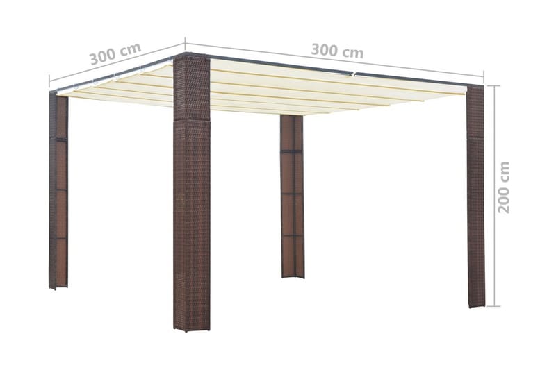 Paviljong med tak konstrotting 300x300x200 cm brun och grädd - Brun - Utemöbler & utemiljö - Solskydd - Paviljong - Komplett paviljong