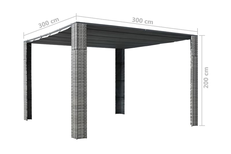 Paviljong med tak konstrotting 300x300x200 cm grå och antrac - Grå - Utemöbler & utemiljö - Solskydd - Paviljong - Komplett paviljong