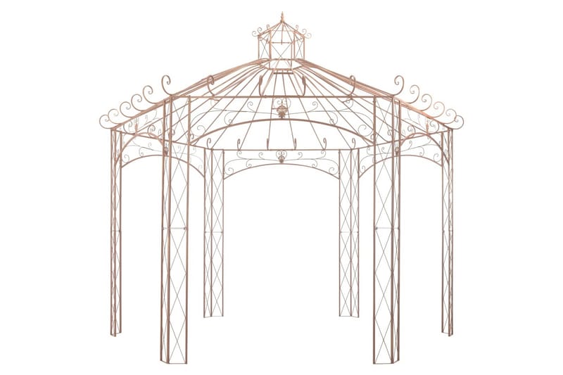Trädgårdspaviljong antikbrun 4 m järn - Brun - Utemöbler & utemiljö - Solskydd - Paviljong - Komplett paviljong