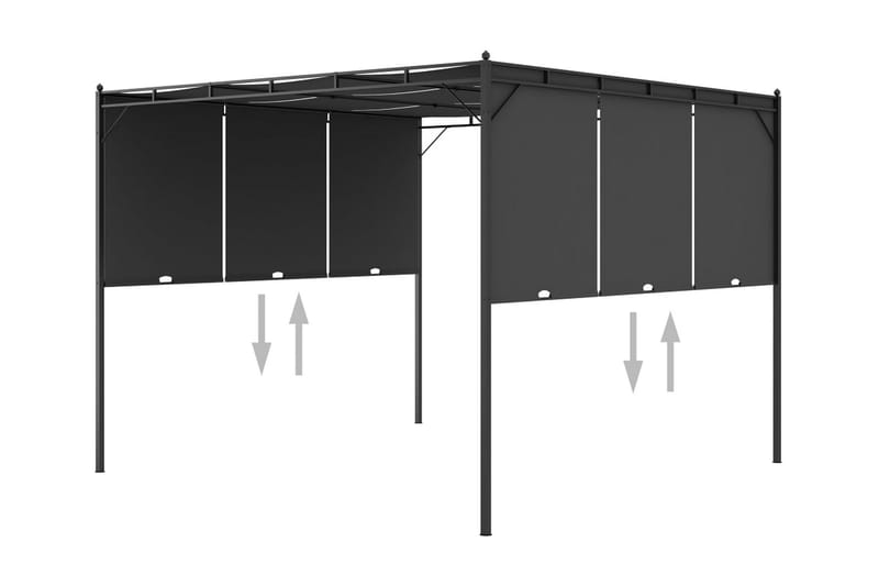 Trädgårdspaviljong med draperier 3x3x2,25 m antracit - Grå - Utemöbler & utemiljö - Solskydd - Paviljong - Komplett paviljong