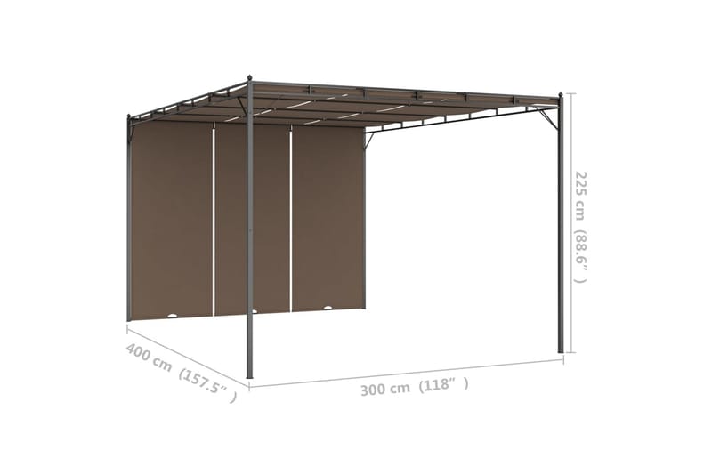 Trädgårdspaviljong med draperier 4x3x2,25 m taupe - Brun - Utemöbler & utemiljö - Solskydd - Paviljong - Komplett paviljong