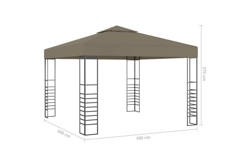 Paviljong 3x3 m taupe 180 g/m² - Brun - Utemöbler & utemiljö - Solskydd - Paviljong