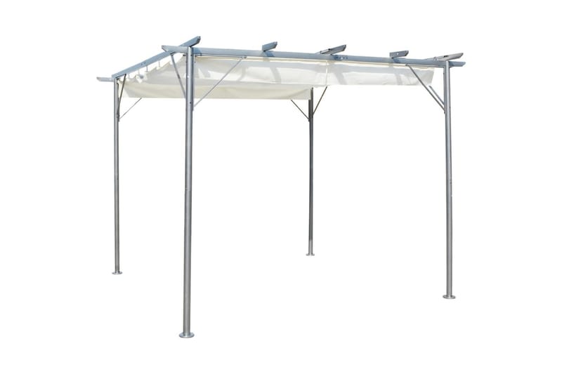 Pergola med indragbart tak gräddvit 3x3 m stål - Vit - Utemöbler & utemiljö - Solskydd - Pergola