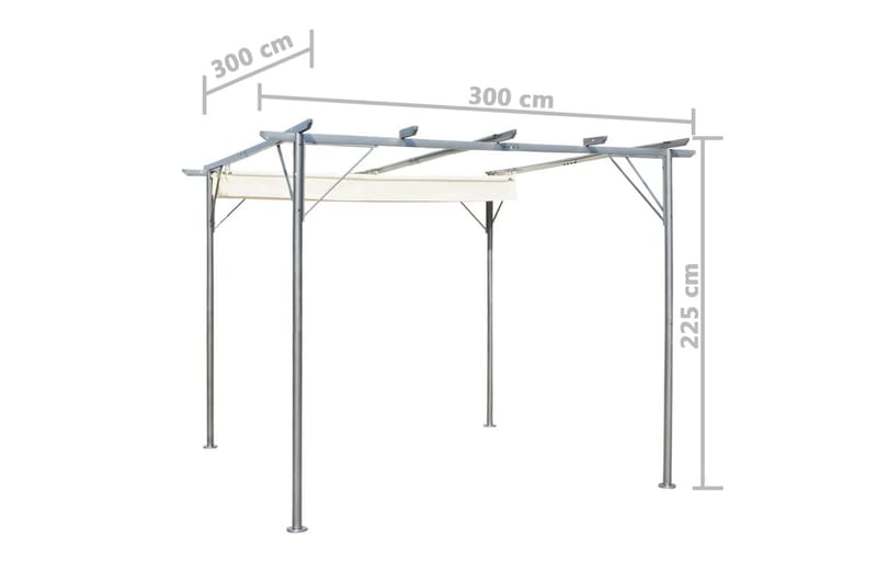 Pergola med indragbart tak gräddvit 3x3 m stål - Vit - Utemöbler & utemiljö - Solskydd - Pergola