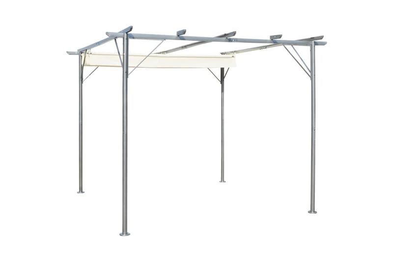 Pergola med indragbart tak gräddvit 3x3 m stål - Vit - Utemöbler & utemiljö - Solskydd - Pergola