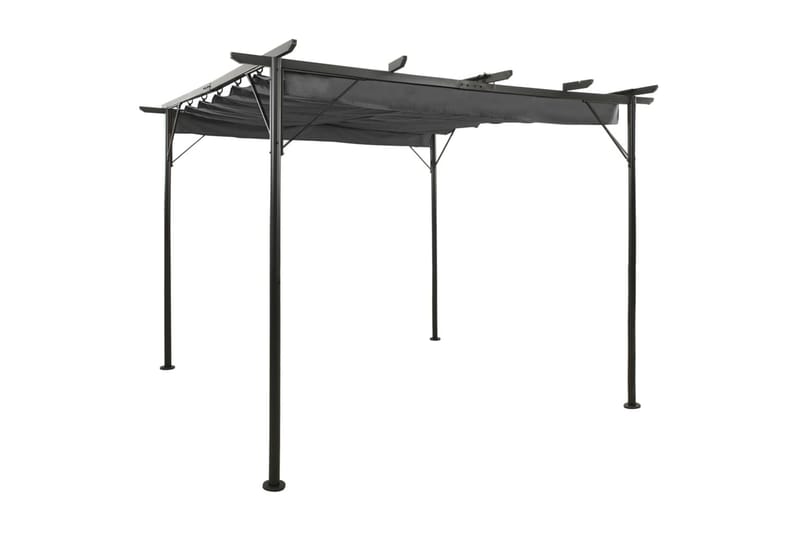 Pergola med infällbart tak antracit 3x3 m stål 180 g/m² - Grå - Utemöbler & utemiljö - Solskydd - Pergola