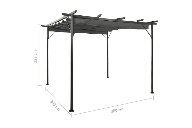 Pergola med infällbart tak antracit 3x3 m stål 180 g/m² - Grå - Utemöbler & utemiljö - Solskydd - Pergola