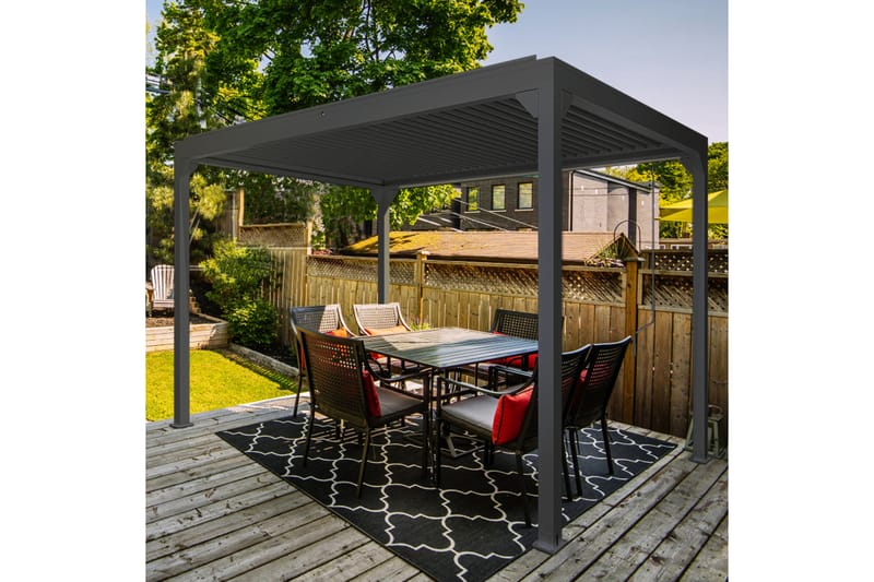 Pergola Premium Öppningsbara lameller - Grå - Utemöbler & utemiljö - Solskydd - Pergola