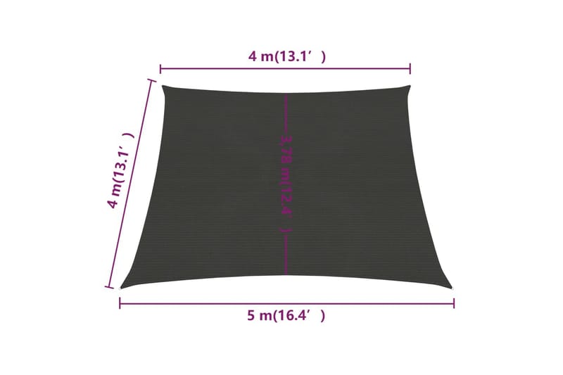 Solsegel 160 g/m² antracit 4/5x4 m HDPE - Antracit - Utemöbler & utemiljö - Solskydd - Solsegel