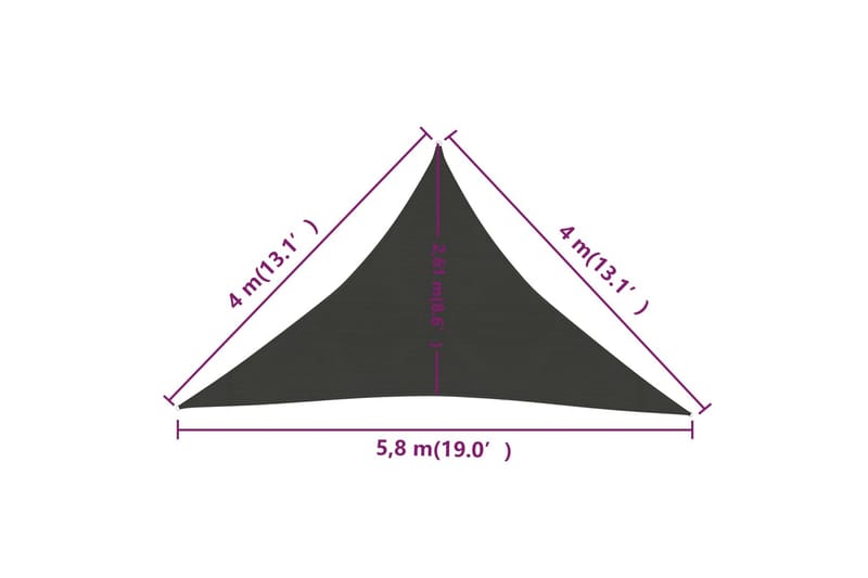 Solsegel 160 g/m² antracit 4x4x5,8 m HDPE - Antracit - Utemöbler & utemiljö - Solskydd - Solsegel