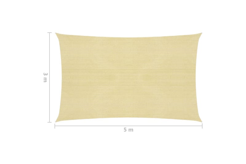 Solsegel 160 g/m² beige 3x5 m HDPE - Beige - Utemöbler & utemiljö - Solskydd - Solsegel