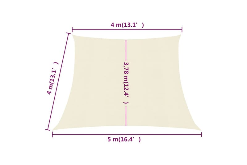 Solsegel 160 g/m² gräddvit 4/5x4 m HDPE - Kräm - Utemöbler & utemiljö - Solskydd - Solsegel