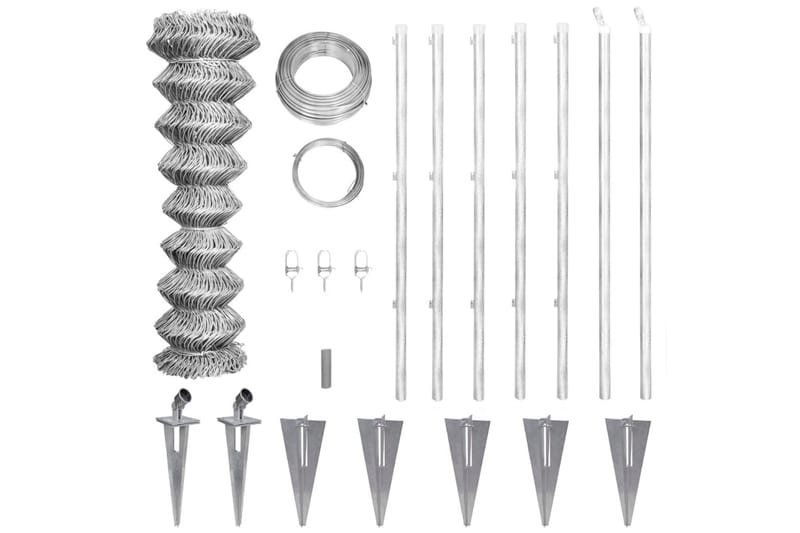 Flätverksstängsel med stolpar galvaniserat stål 15x1,5 m - Silver - Utemöbler & utemiljö - Trädgårdsdekoration & utemiljö - Staket & grind