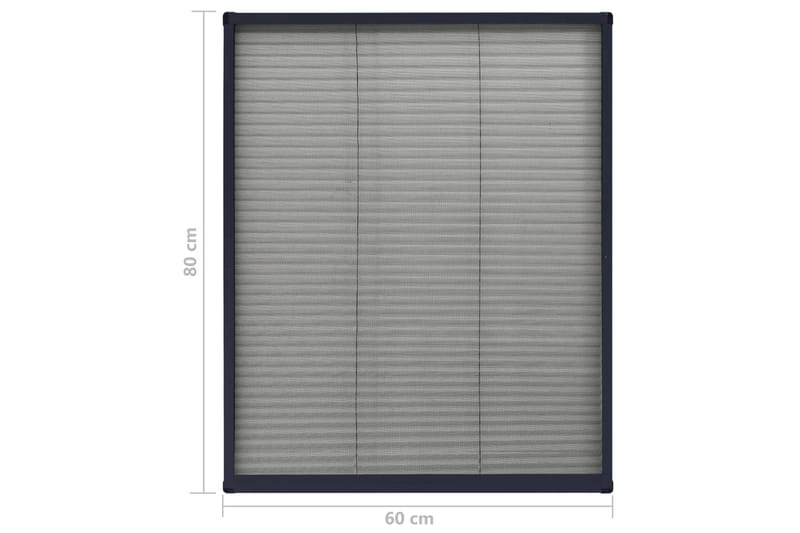 Plisserat insektsnät för fönster aluminium antracit 60x80cm - Grå - Utemöbler & utemiljö - Trädgårdsdekoration & utemiljö - Myggnät & insektsnät