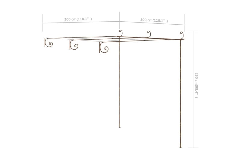 Pergola antikbrun 3x3x2,5 m järn - Brun - Rosenbåge