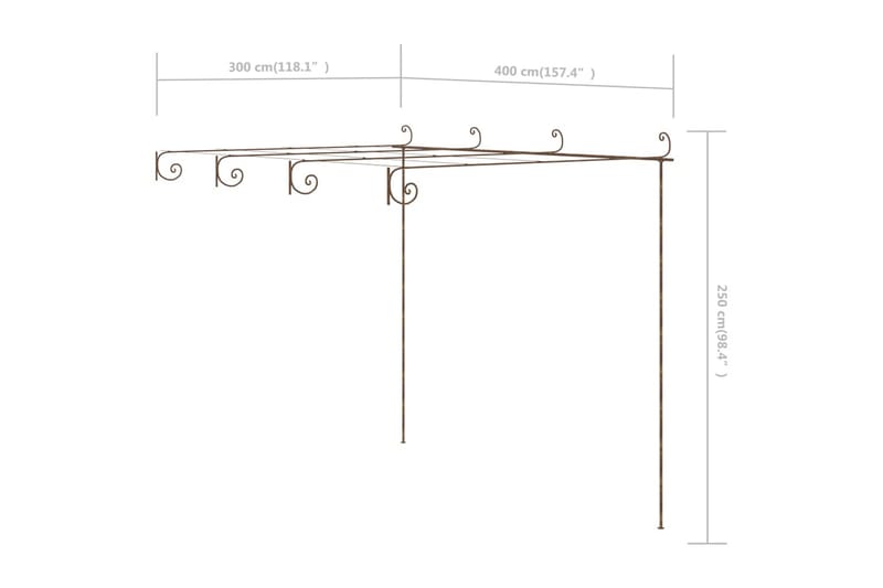 Pergola antikbrun 4x3x2,5 m järn - Brun - Utemöbler & utemiljö - Trädgårdsdekoration & utemiljö - Rosenbåge