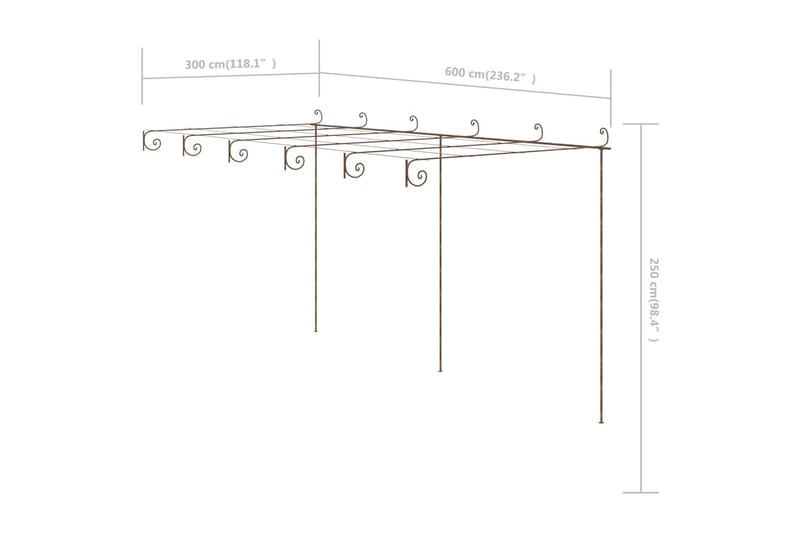 Pergola antikbrun 6x3x2,5 m järn - Brun - Utemöbler & utemiljö - Trädgårdsdekoration & utemiljö - Rosenbåge