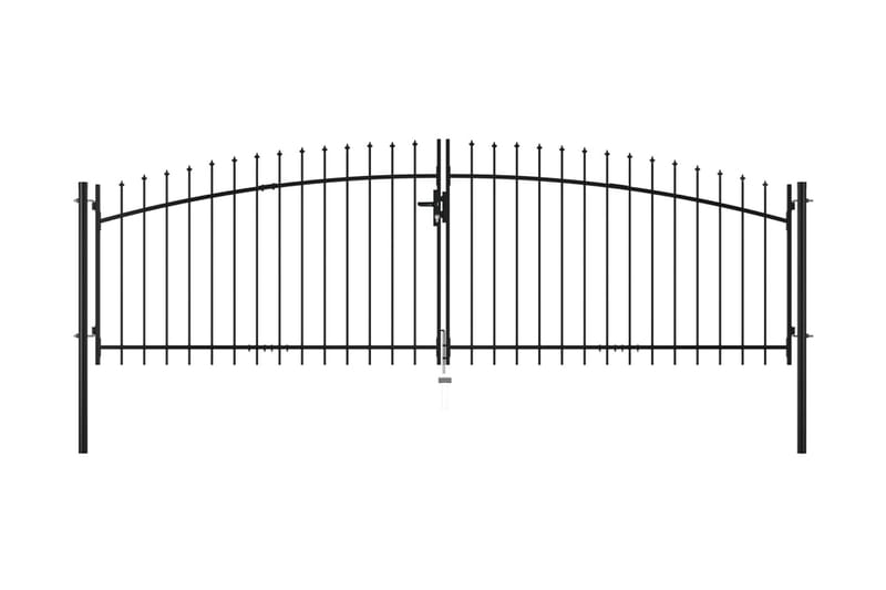 Dubbelgrind med spjut-toppar 400x150 cm - Svart - Staket & grind