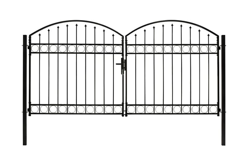 Dubbelgrind med välvd topp 300x150 cm stål svart - Svart - Utemöbler & utemiljö - Trädgårdsdekoration & utemiljö - Staket & grind