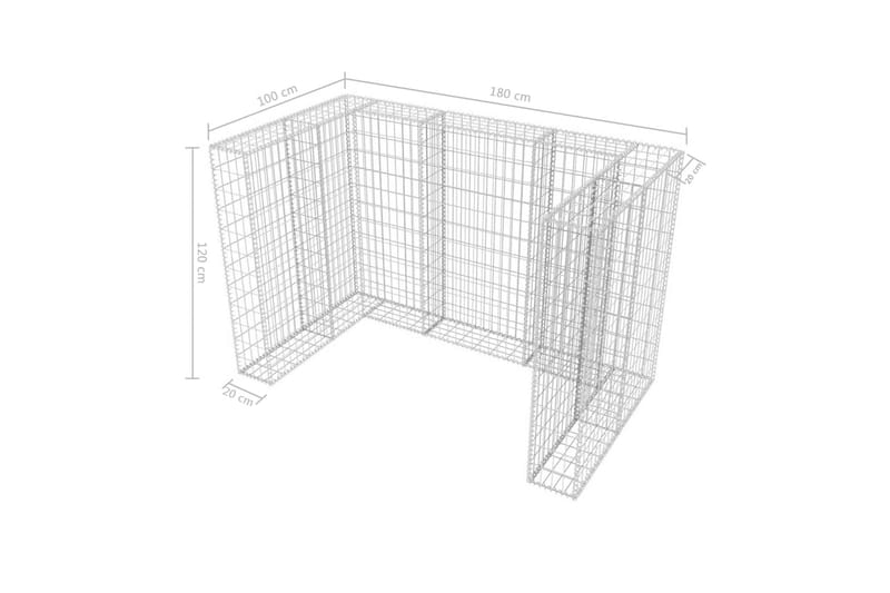 Gabionkorg med skydd för 2 soptunnor stål 180x100x120 cm - Silver - Utemöbler & utemiljö - Trädgårdsdekoration & utemiljö - Staket & grind