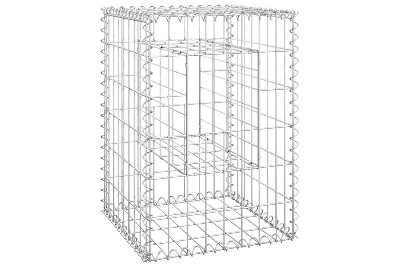 Gabionkorgar 2 st stolpformade 40x40x60 cm järn - Silver - Utemöbler & utemiljö - Trädgårdsdekoration & utemiljö - Staket & grind