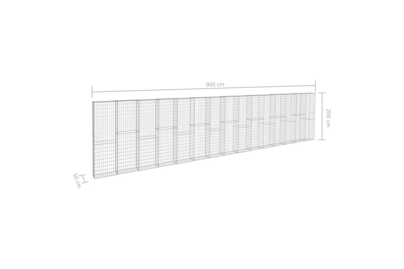 Gabionmur i galvaniserat stål 900x50x200 cm - Silver - Utemöbler & utemiljö - Trädgårdsdekoration & utemiljö - Staket & grind