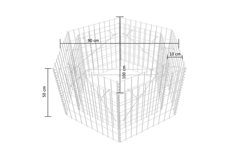 Hexagonal planteringsgabion upphöjd 100x90x50 cm - Silver - Utemöbler & utemiljö - Trädgårdsdekoration & utemiljö - Staket & grind