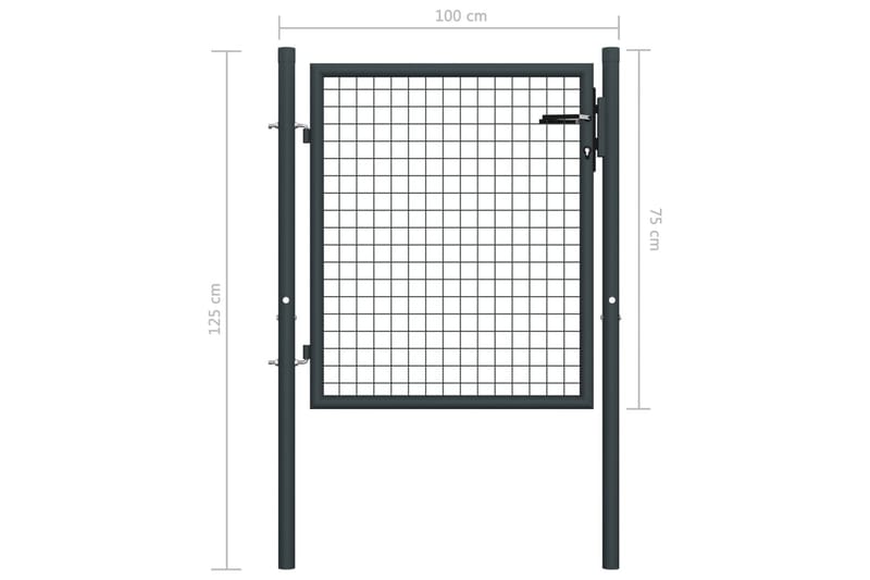 Nätgrind för trädgård galvaniserat stål 100x125 cm grå - Grå - Utemöbler & utemiljö - Trädgårdsdekoration & utemiljö - Staket & grind