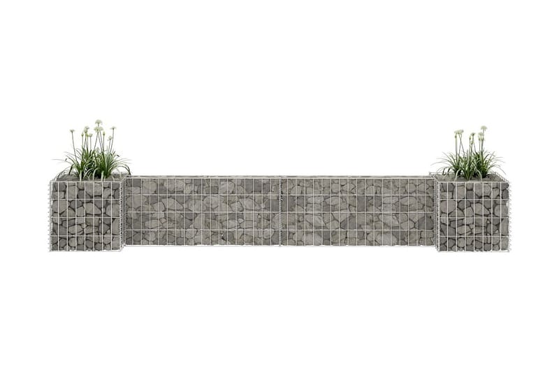 Planteringsgabion H-formad stål 260x40x40 cm - Silver - Utemöbler & utemiljö - Trädgårdsdekoration & utemiljö - Staket & grind