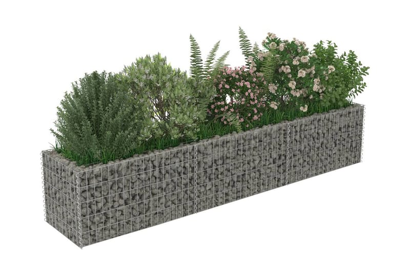 Planteringsgabion upphöjd galvaniserat stål 270x50x50 cm - Silver - Staket & grind