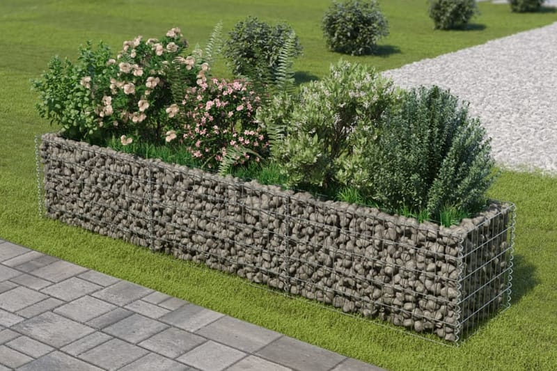 Planteringsgabion upphöjd galvaniserat stål 270x50x50 cm - Silver - Utemöbler & utemiljö - Trädgårdsdekoration & utemiljö - Staket & grind