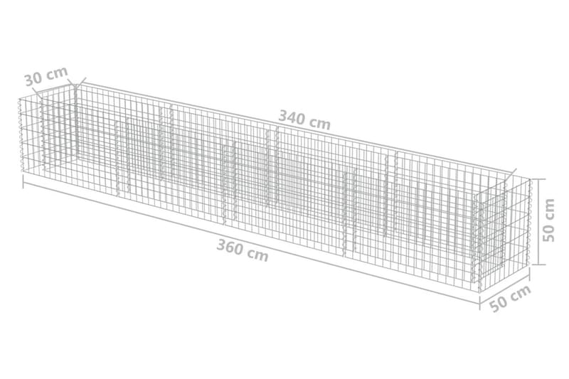 Planteringsgabion upphöjd galvaniserat stål 360x50x50 cm - Silver - Utemöbler & utemiljö - Trädgårdsdekoration & utemiljö - Staket & grind