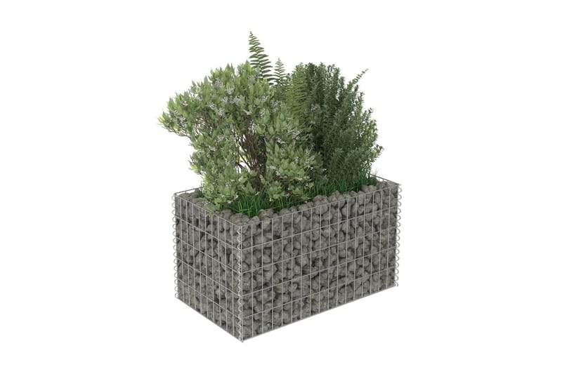 Planteringsgabion upphöjd galvaniserat stål 90x50x50 cm - Silver - Staket & grind