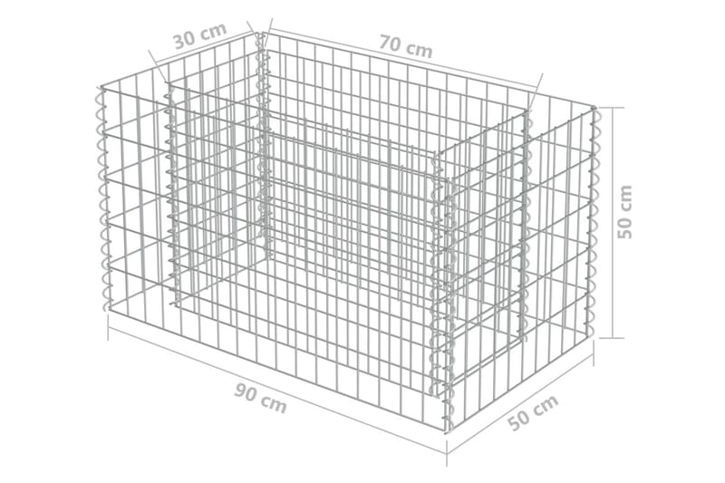 Planteringsgabion upphöjd galvaniserat stål 90x50x50 cm - Silver - Utemöbler & utemiljö - Trädgårdsdekoration & utemiljö - Staket & grind