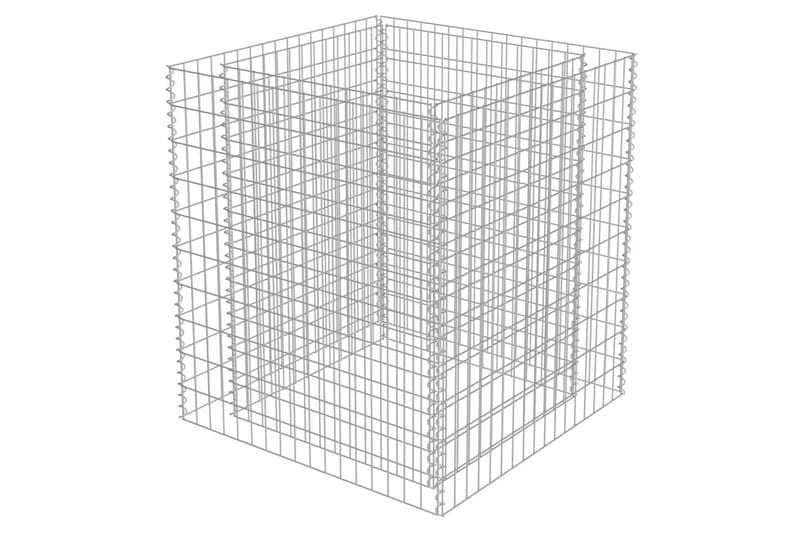 Planteringsgabion upphöjd galvaniserat stål 90x90x100 cm - Silver - Utemöbler & utemiljö - Trädgårdsdekoration & utemiljö - Staket & grind