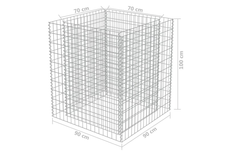 Planteringsgabion upphöjd galvaniserat stål 90x90x100 cm - Silver - Utemöbler & utemiljö - Trädgårdsdekoration & utemiljö - Staket & grind