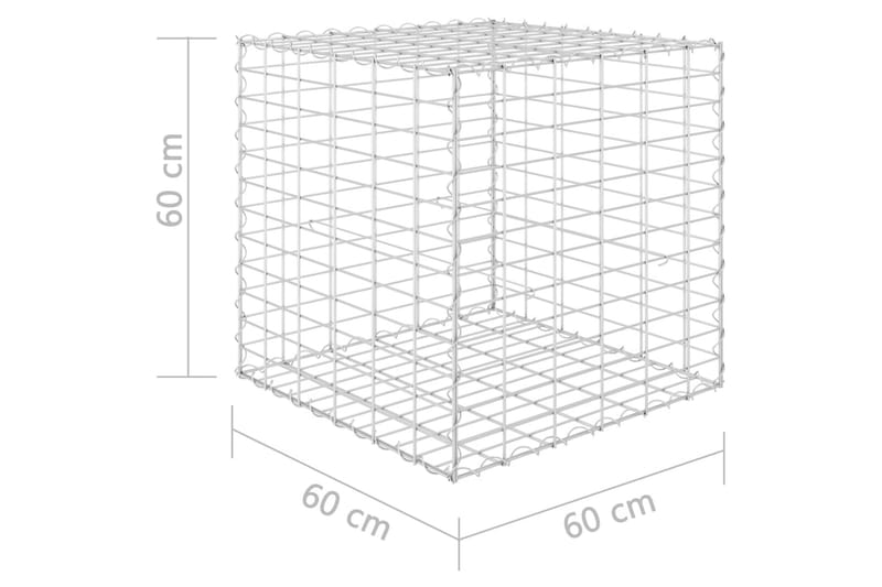 Planteringsgabion upphöjd stål 60x60x60 cm - Silver - Utemöbler & utemiljö - Trädgårdsdekoration & utemiljö - Staket & grind