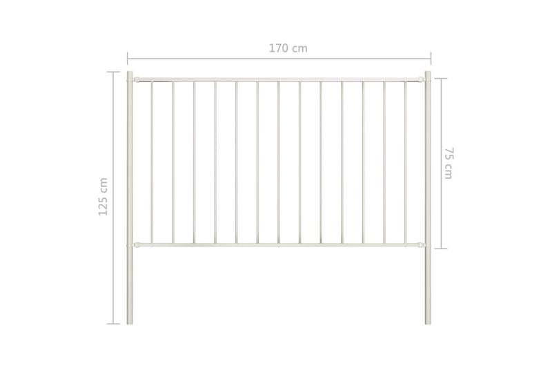 Staketpanel med stolpar pulverlackerat stål 1,7x0,75 m vit - Vit - Utemöbler & utemiljö - Trädgårdsdekoration & utemiljö - Staket & grind