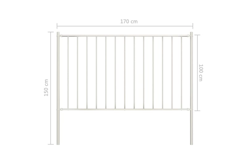 Staketpanel med stolpar pulverlackerat stål 1,7x1 m vit - Vit - Utemöbler & utemiljö - Trädgårdsdekoration & utemiljö - Staket & grind