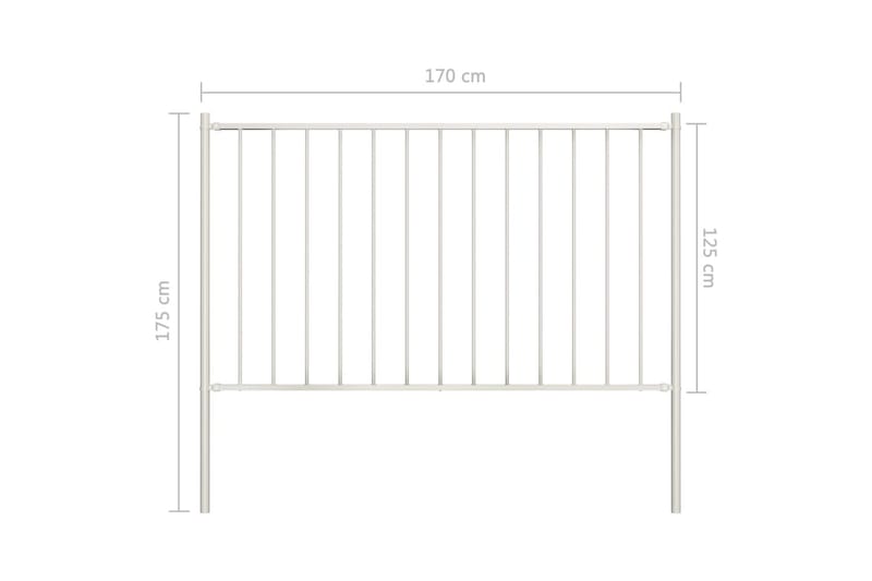 Staketpanel med stolpar pulverlackerat stål 1,7x1,25 m vit - Vit - Utemöbler & utemiljö - Trädgårdsdekoration & utemiljö - Staket & grind