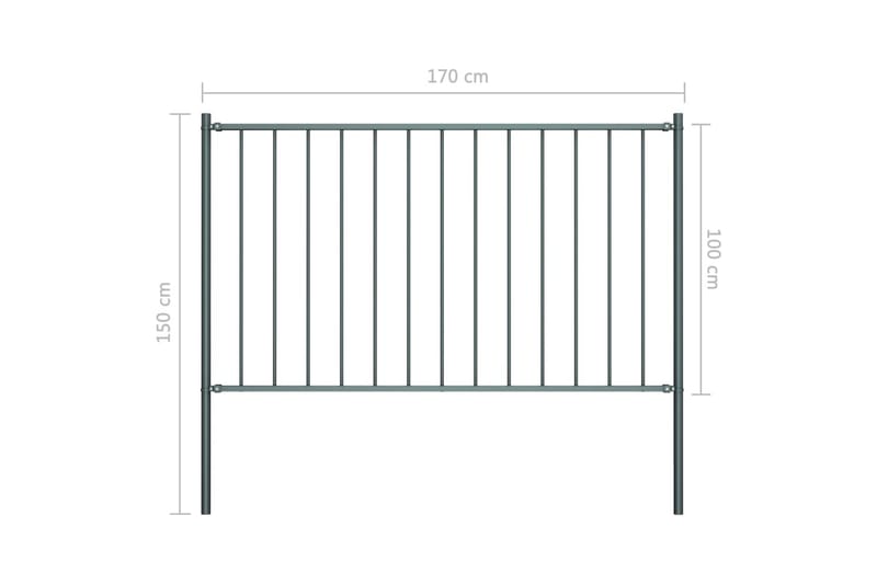 Staketpanel med stolpar pulverlackerat stål 1,7x1 m antracit - Grå - Utemöbler & utemiljö - Trädgårdsdekoration & utemiljö - Staket & grind