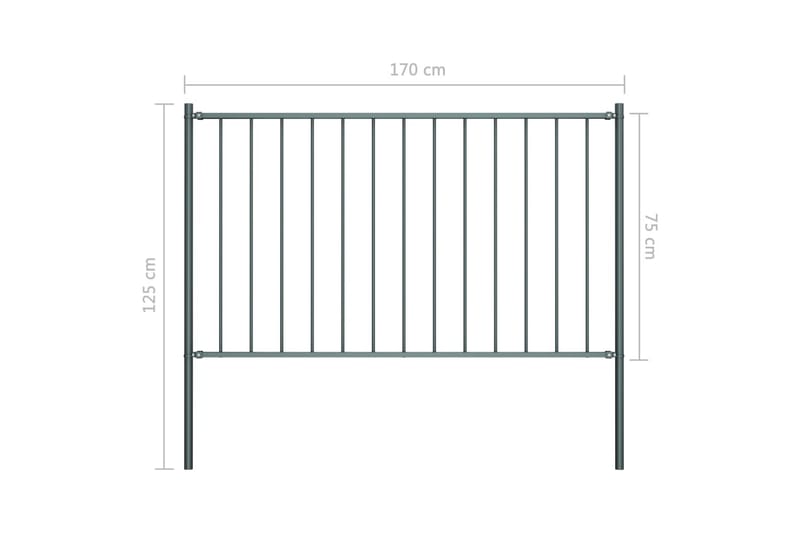 Staketpanel med stolpar pulverlackerat stål 1,7x0,75 m antra - Grå - Utemöbler & utemiljö - Trädgårdsdekoration & utemiljö - Staket & grind