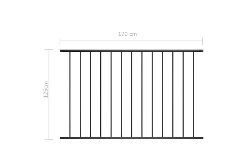 Staketpanel pulverlackerat stål 1,7x1,25 m svart - Svart - Utemöbler & utemiljö - Trädgårdsdekoration & utemiljö - Staket & grind