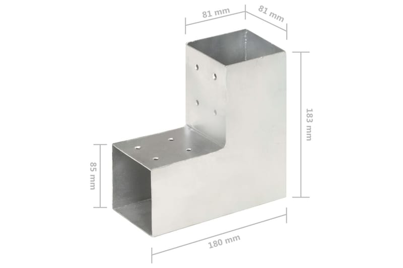 Stolpbeslag 4 st L-form galvaniserad metall 81x81 mm - Silver - Utemöbler & utemiljö - Trädgårdsdekoration & utemiljö - Staket & grind